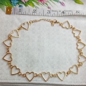 Gold Heart Link Adjustable Anklet/ Choker Necklace